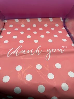 Set of 15 Pink and White Polka Dot Print 'Thank You' 14.5 x 19  Mailer Bags